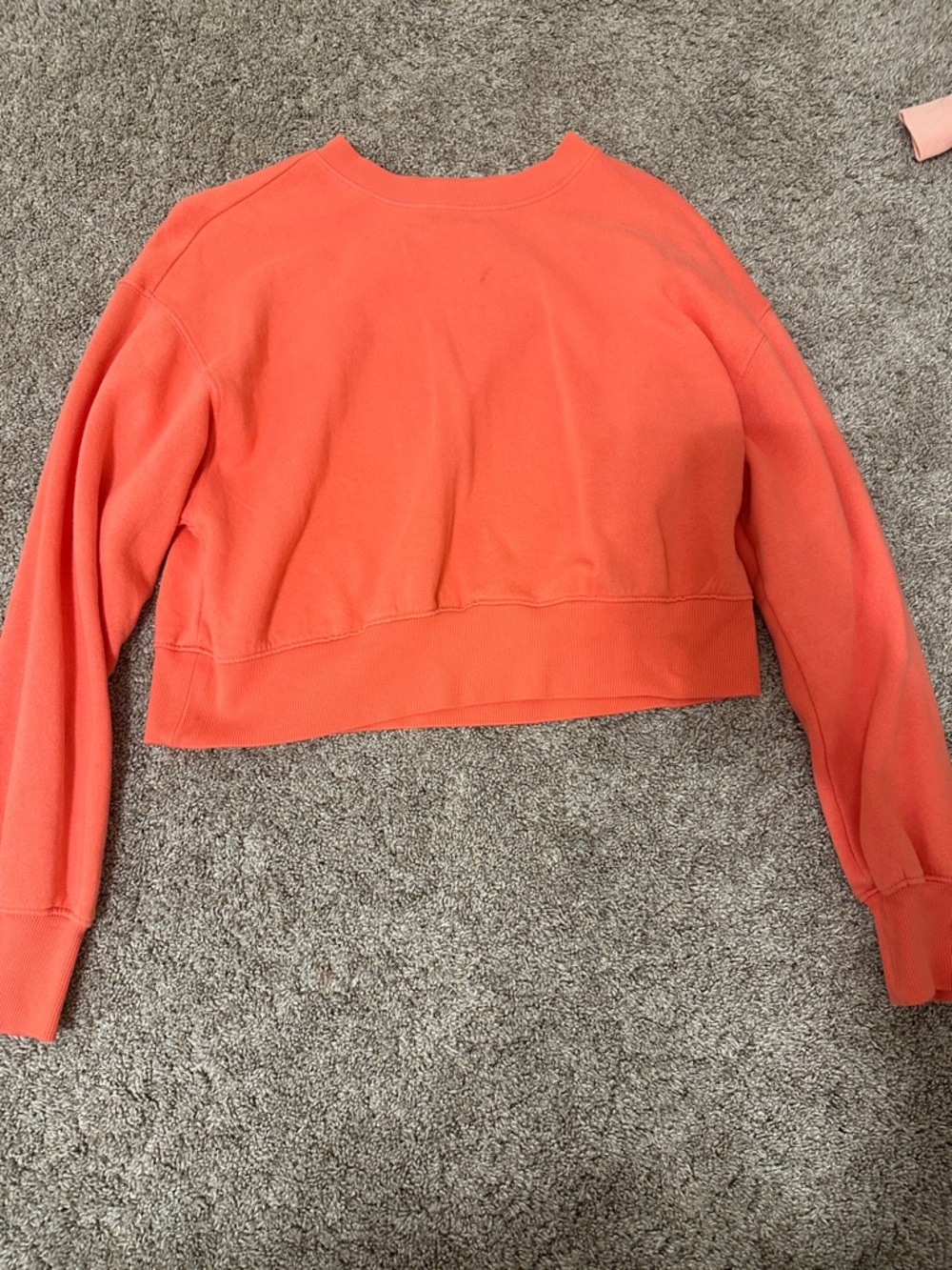 Cropped Coral Sweatshirt - Women's Pullover Top
